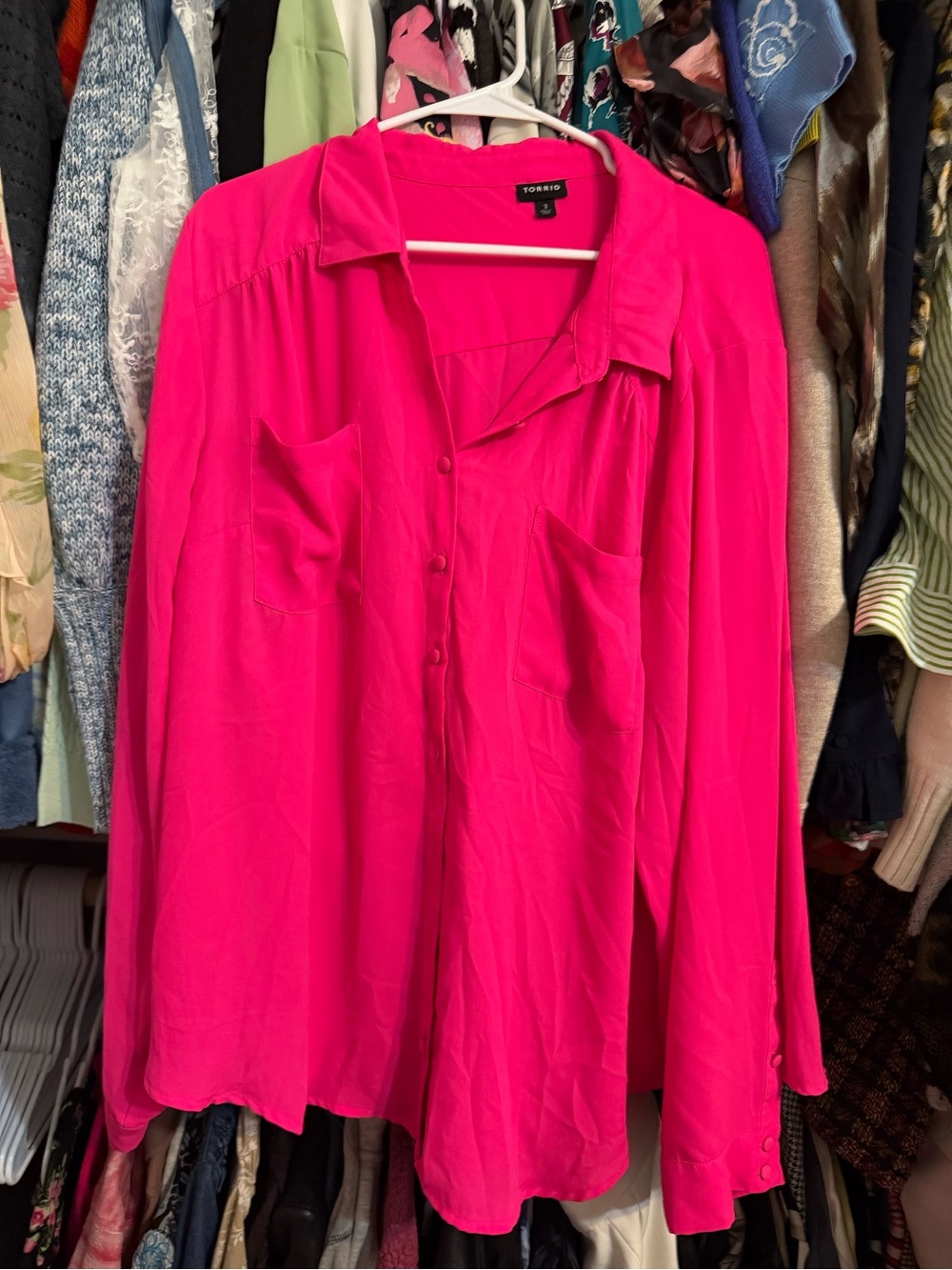 Torrid Hot Pink Button-Down Blouse 3